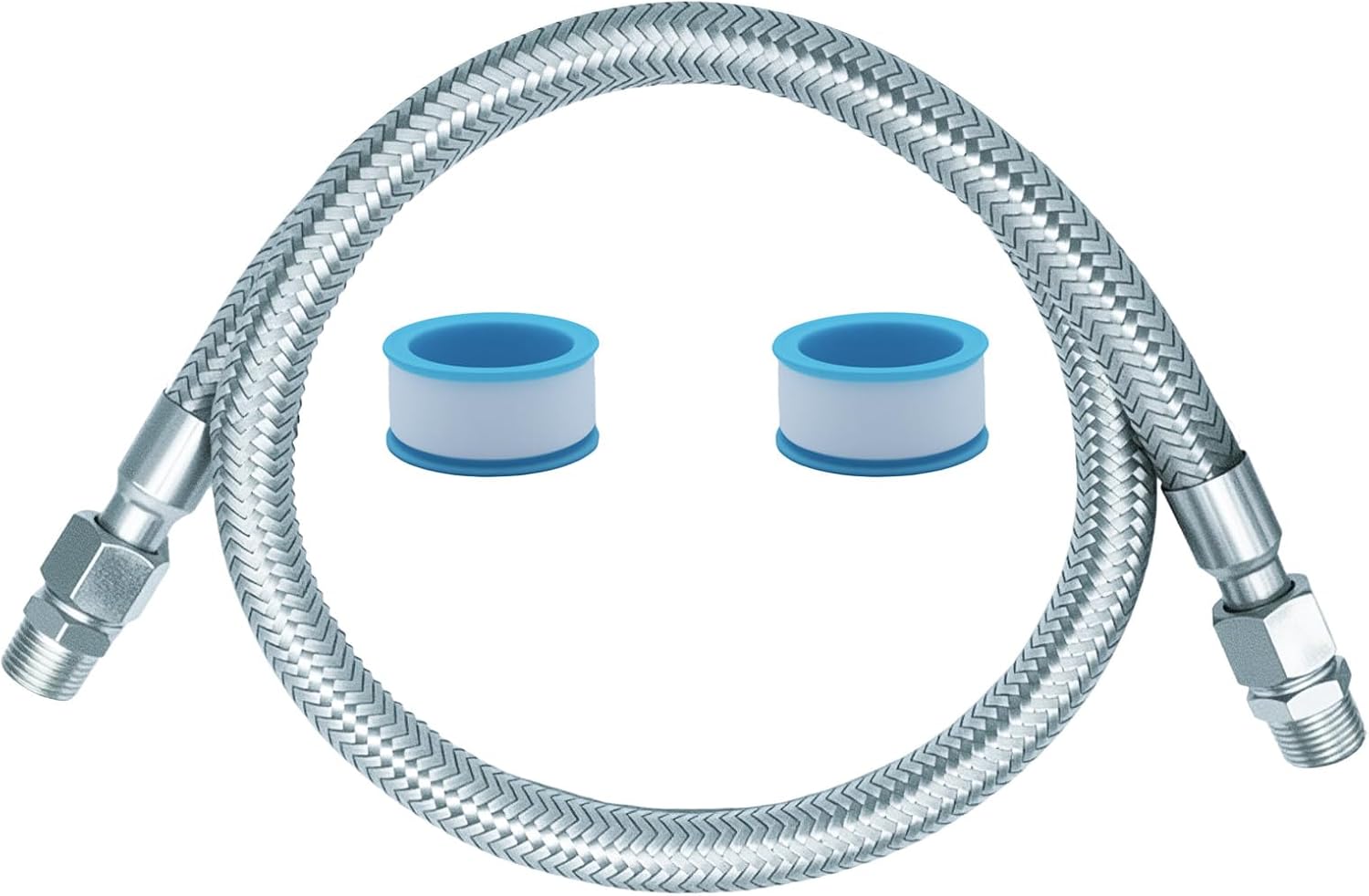 Compressor Jumper Hose, Rust-steel Metal Air Hose, 1/2-inch NPT Male Head X 40" Length, 750°F, 450 PSI,Accessories on both Sides Can Rotate Freely