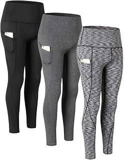 VERTAST Pack of 3 Pairs Leggings for Women, 5.5 Inch High-Waisted Non See Through Sports Running Pants Yoga Tummy Control Workout Tights with Pocket
