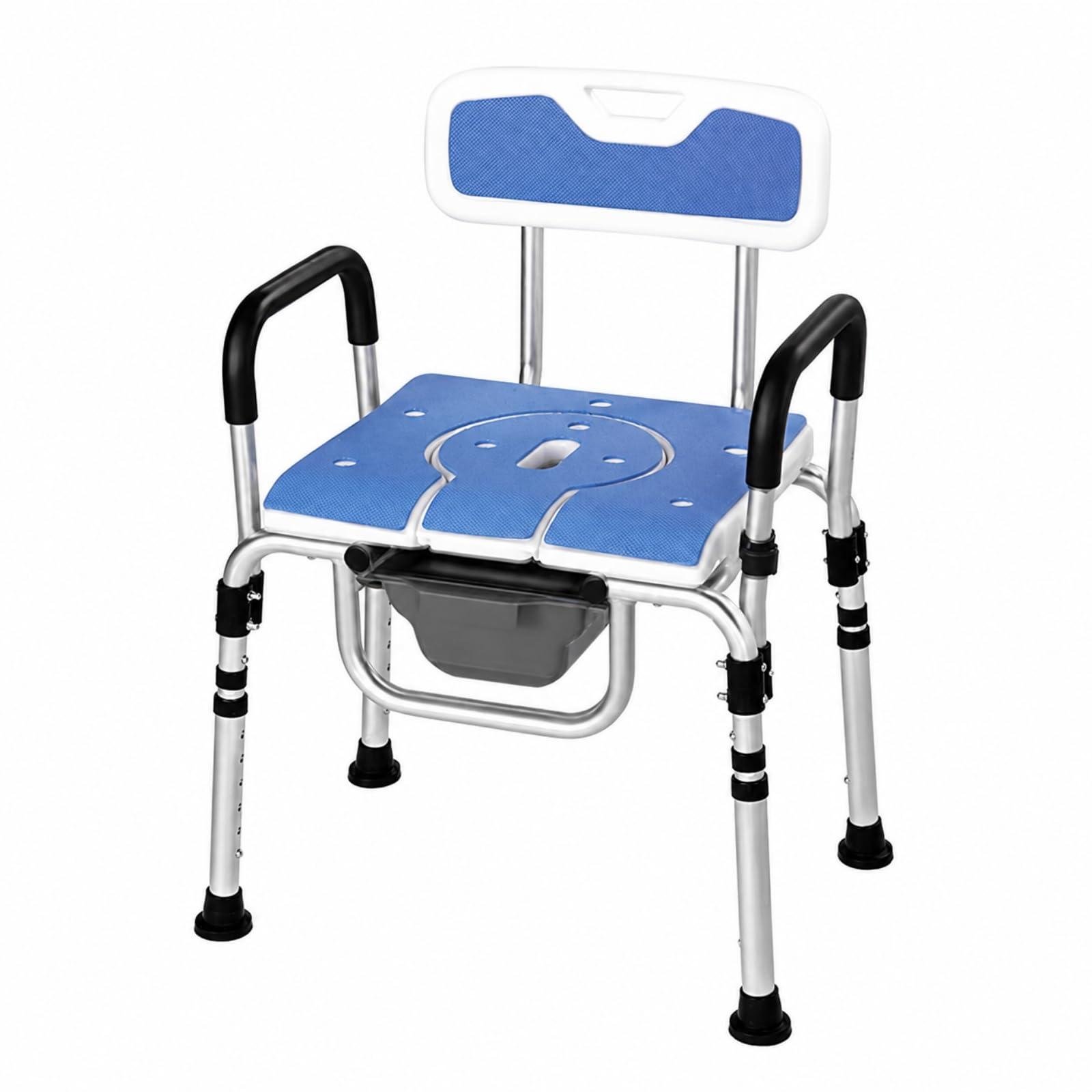 LOVIVER Asiento Inodoro Antislizante Silla Ducha con Cubeta Extraíble smontable para Adultos Mayores, Jf530h
