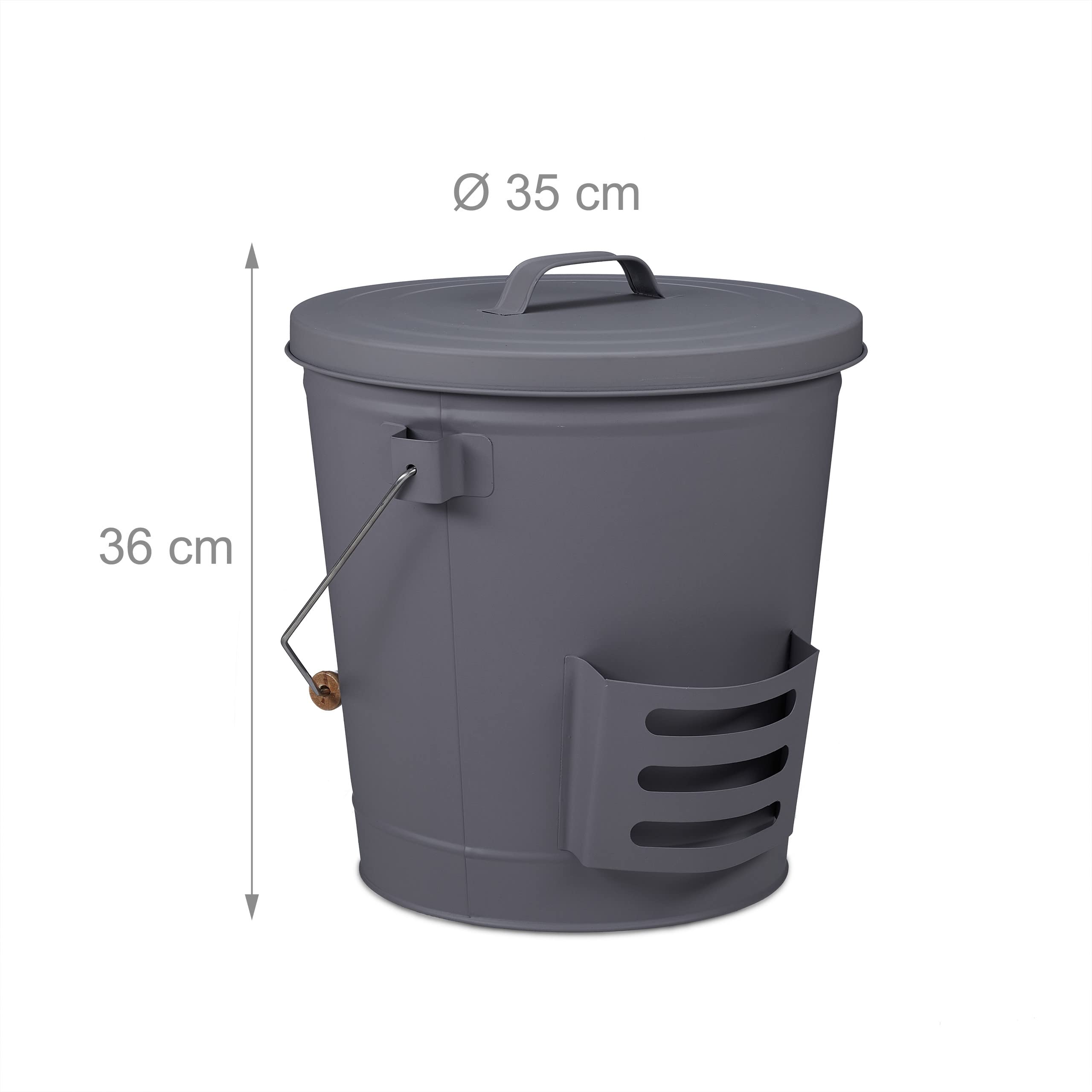 Relaxdays asemmer stoffer en schep 4,5 l kolenemmer met deksel zwart