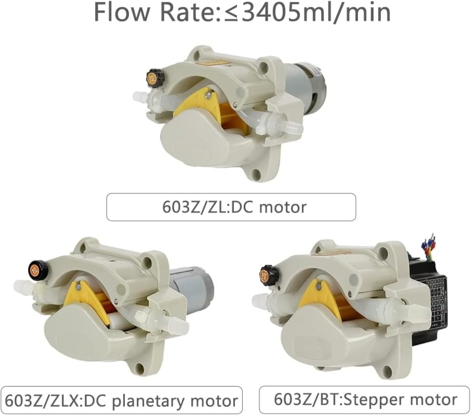 603Z Peristaltic Pump High-Flow Laboratory Metering Pump DC/Stepper Motor Industrial Filling Machine Water Pump with Silicone Tubing (603Z/ZL, 507R, 35#, 3025ml/min)