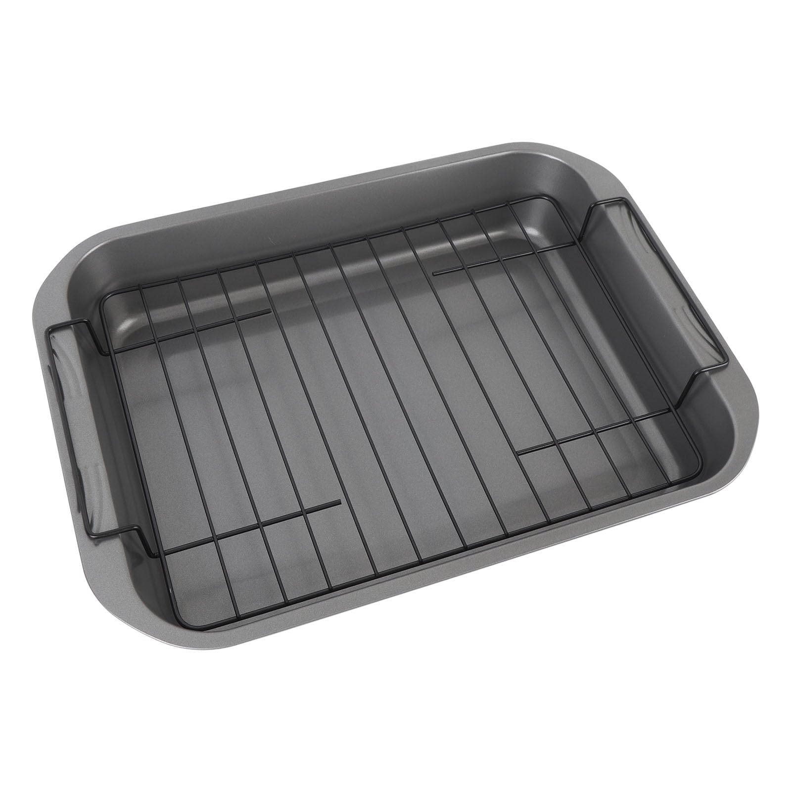 Generic Nonstick Roasting Pan, Nonstick Roasting Tray Easy Food Release Rectangular Carbon Steel Convenient with Rack for Cooking