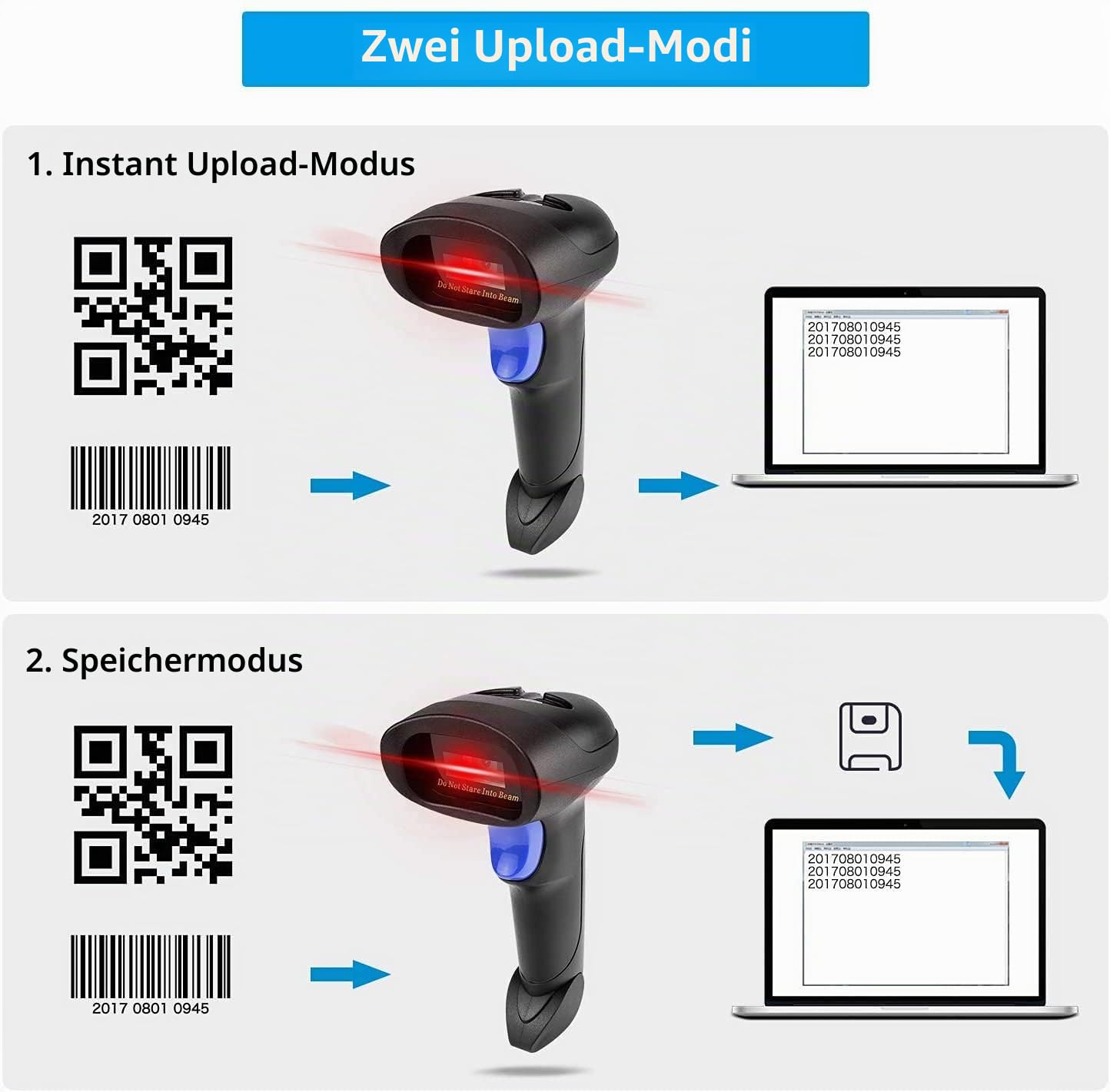 NetumScan Kabelloser 2D-Barcode-Scanner - Tragbarer Barcode-Leser/Scanner Automatischer Scan QR PDF417 DataMatrix Maxicode für PC NSL8