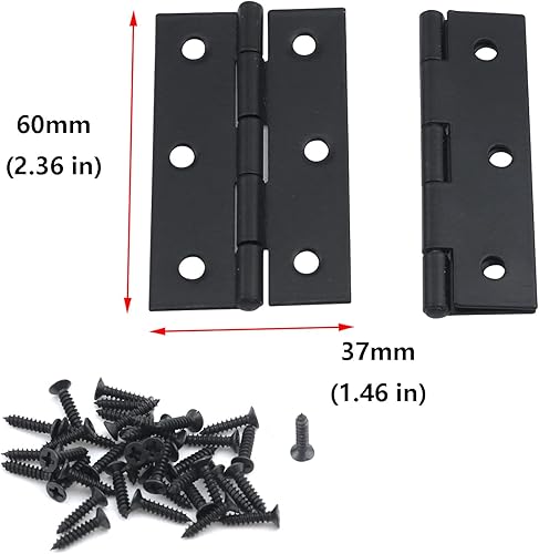 Miniatura 2 de Antrader Bisagra para puerta de armario de 2-25 pulgadas de largo, accesorios para muebles del hogar, bisagra plegable a tope negro, paquete de 6