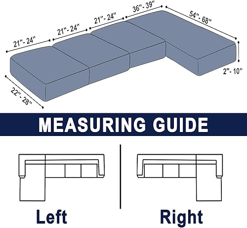 Miniatura 5 de Fundas de sofá modulares para cojines de asiento de 4 piezas de terciopelo separado en forma de L, funda elástica para sofá con 2 fundas de