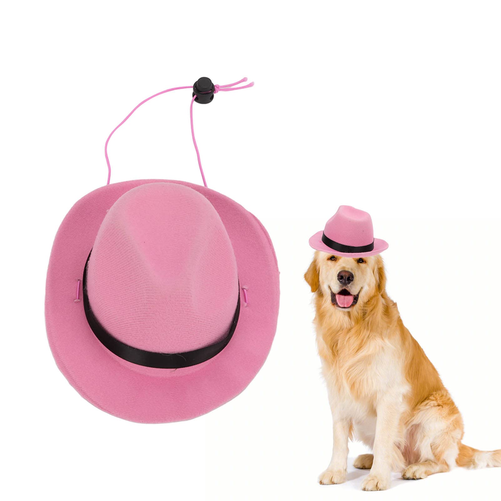 Aliceset Cowboy-Kostüm Für Haustiere – 3-teilig Mit LED-Hut, Halstuch & Brille, Für Kleine Hunde & Katzen (Rosa)