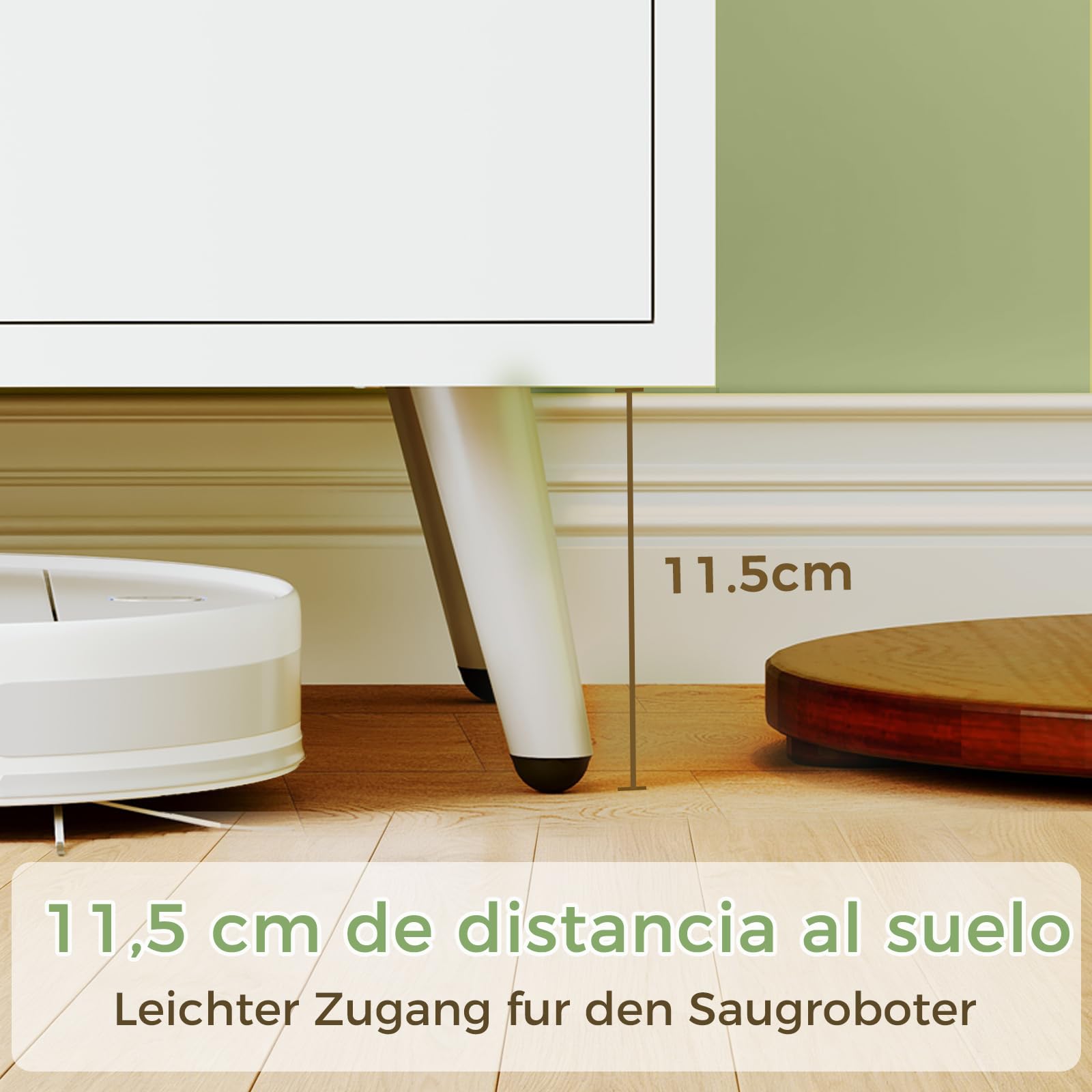 BEWISHOME Mueble TV con Luz LED Ajustable, Ideal para Dormitorio, Oficina | Mesa TV Salón Moderna de 2 Puertas, Soporte de TV con Estantes de Vidrio Ajustables en Altura, 148x40x49.5 cm EKDG04W