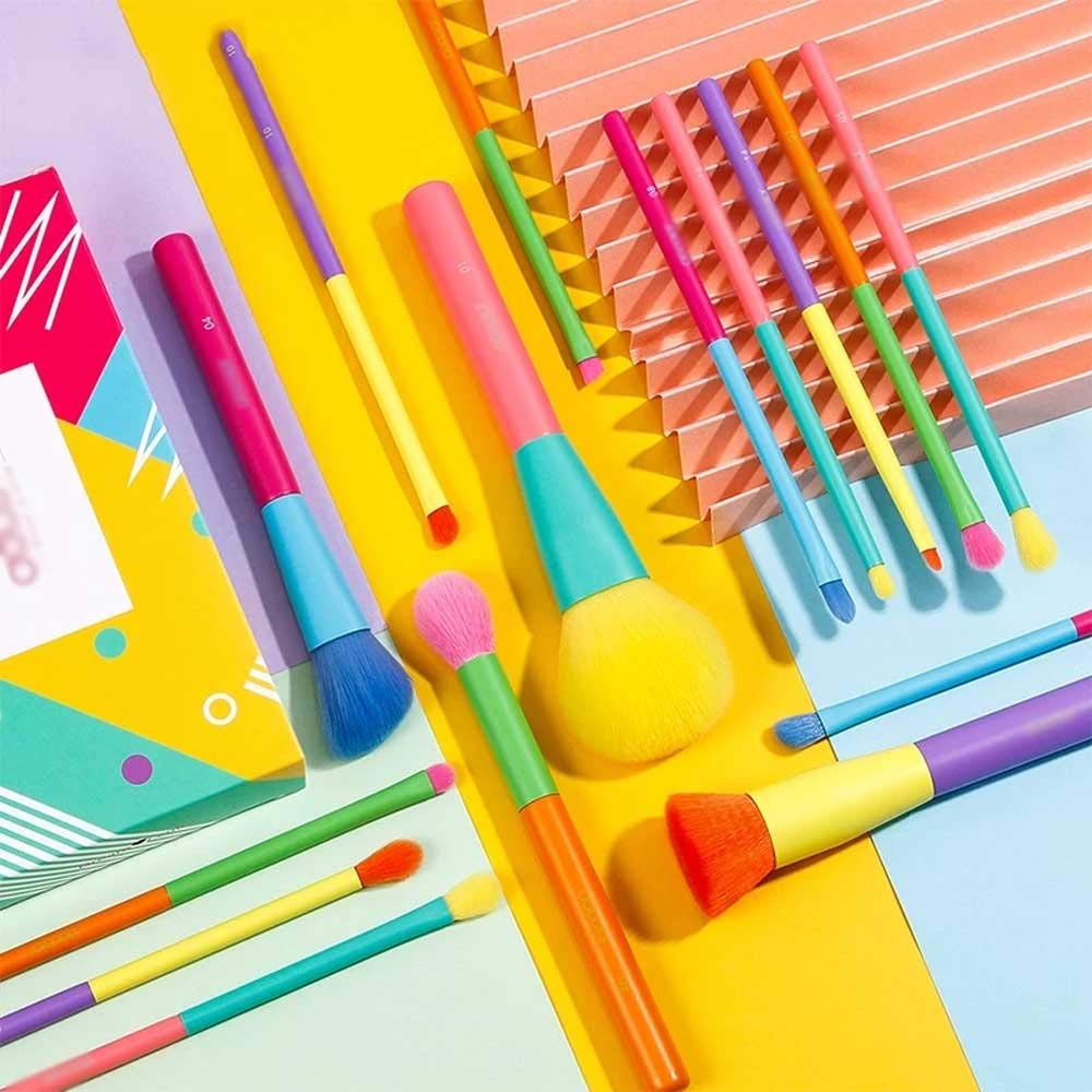 15 uds, brochas de Maquillaje, Base de Polvo Profesional, Sombra de Ojos, Juego de brochas de Maquillaje, Pelo sintético, brochas de Maquillaje Coloridas