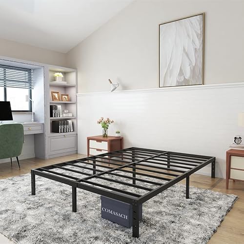 Comasach Queen Bed Frame Heavy Duty,18" Black Metal Platform Bed Frame,Sturdy Steel Frame,Support Up To 3500Lbs,No Box Spring Needed,Noise-Free,Easy Assembly #TOP6