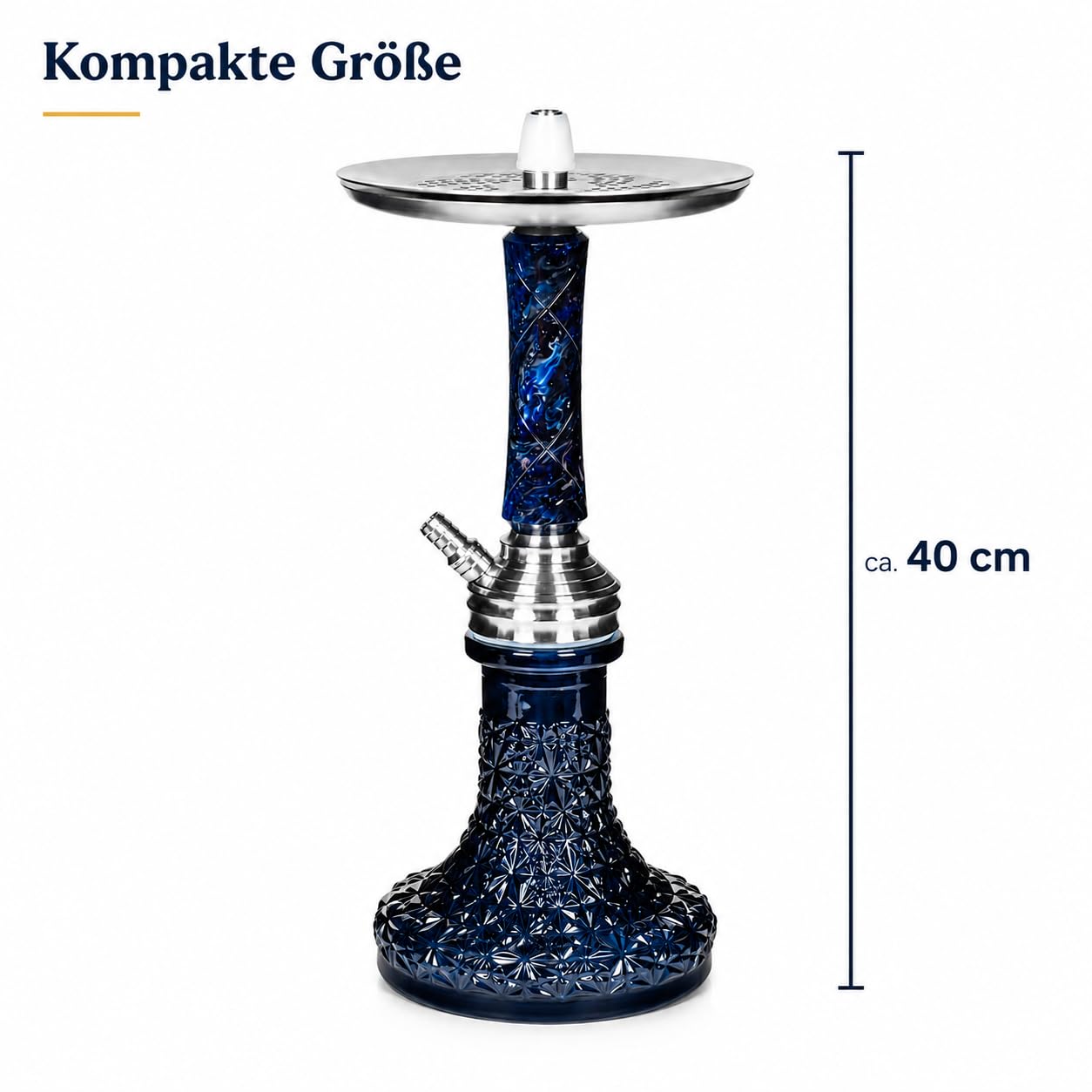Secret Set completo per narghilè in acciaio inox epossidico, speciale sistema Blow-Off – Set di narghilè grande con tubo da 150 cm con bocchino epossidico e molti accessori