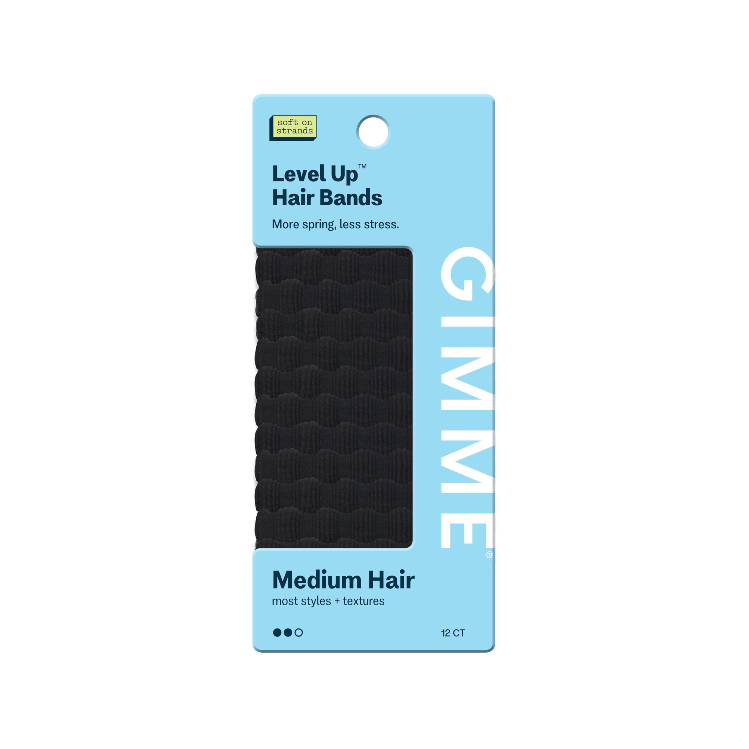 Gimme Women's Beauty Spring Back Hair Ties, Black, 12 Pack