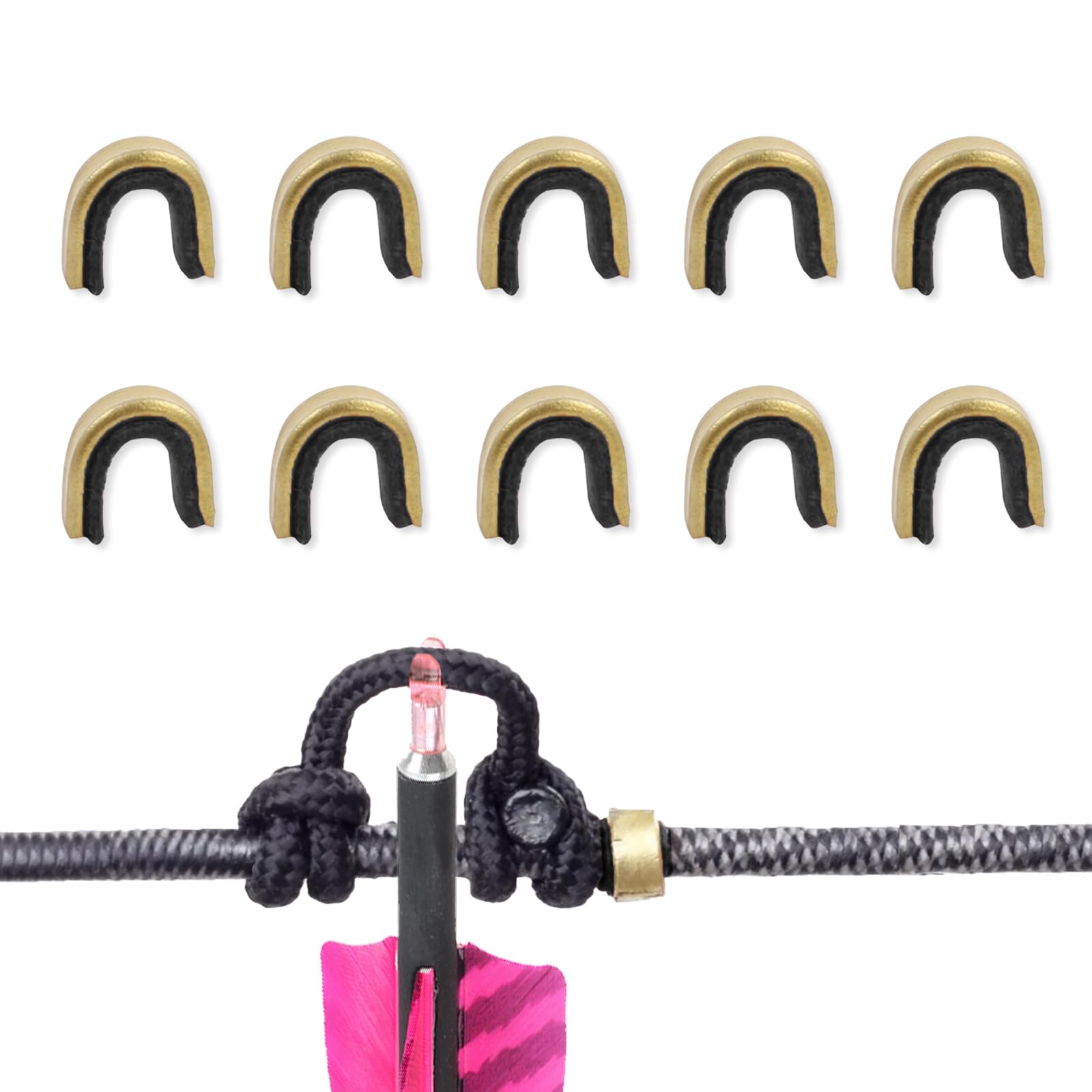 BRBASAP 10Pcs Arrow Nocks Archery String Nocking Points Bow String Stopper Clips for Compound and Recurve Bows Durable Knock Point Stoppers for Precise Shooting and Alignment