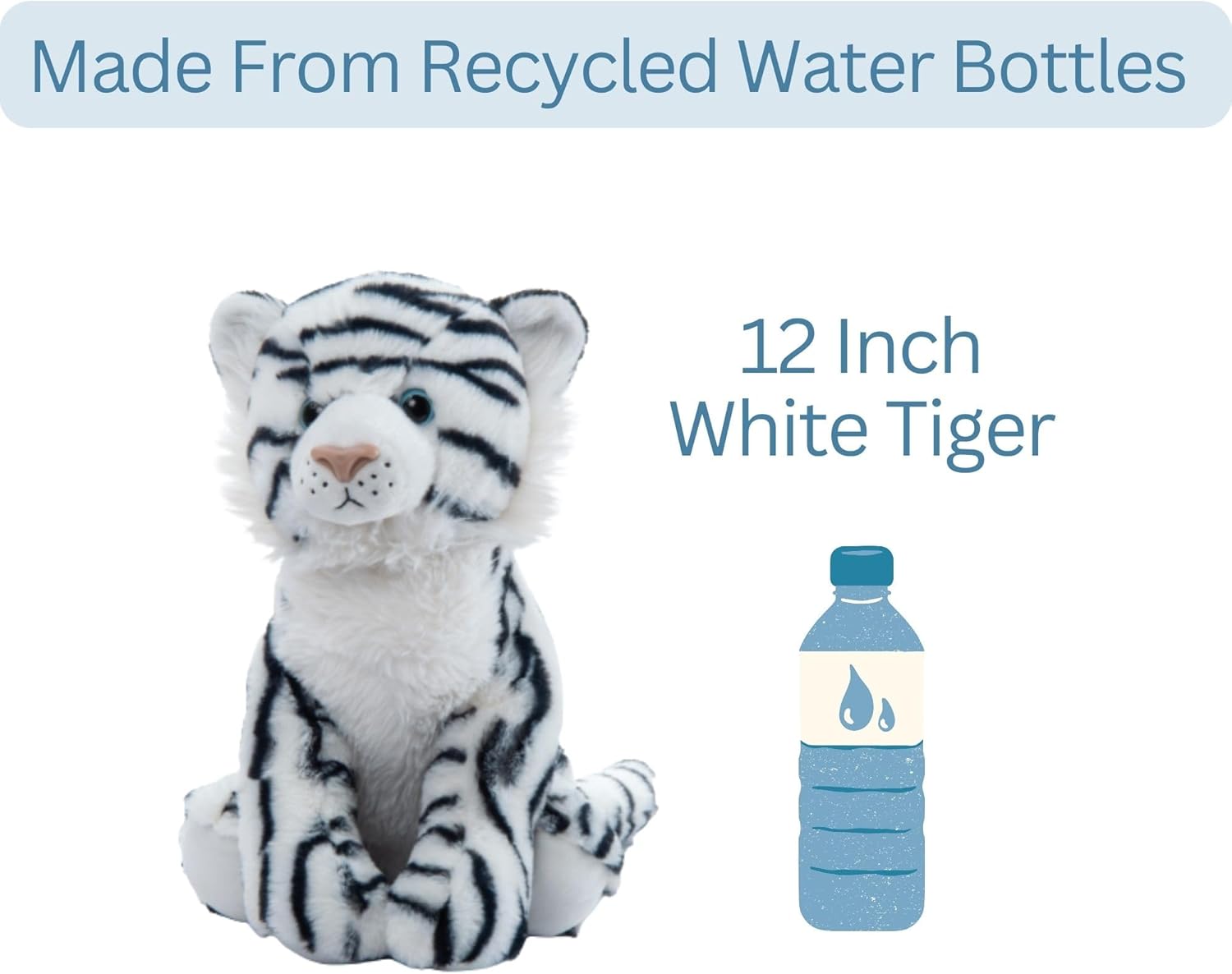 The Petting Zoo White Tiger Stuffed Animal Plushie, Gifts for Kids, Wild Onez Zoo Animals, White Tiger Plush Toy 12 inches
