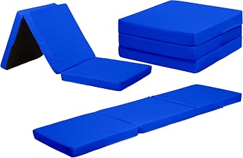 Sapphire Collection Z bed Cube Foldable Futon Mattress for Adults Kids Sleepover Chair Bed Single Futon Ready Bed Floor Mattress for Living Room Playroom Soft & Comfy Foam Royal Blue
