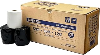 ビジコム純正 サーマルロール紙 【三菱製紙・国産】 58mm幅×外径50φ×内径12mm 芯あり ノーマル保存 スター精密ｍPOP・mC-Print2プリンタ対応 (58mm幅×50φ×12mm【20巻入】)ST585012-20K