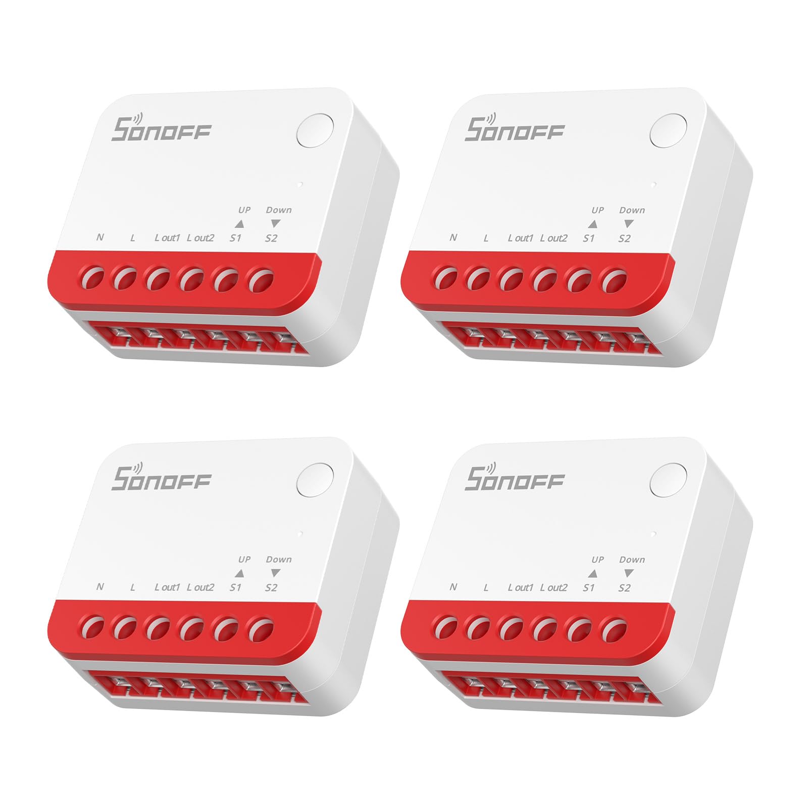 SONOFF Interruptor Zigbee para Persiana enrollable MINI-ZBRBS, Tamaño Mini, Control Porcentual, Repetidor Zigbee, Compatible con Alexa/Google Assistant/Home Assistant, Neutro Requerido, 4 unidades