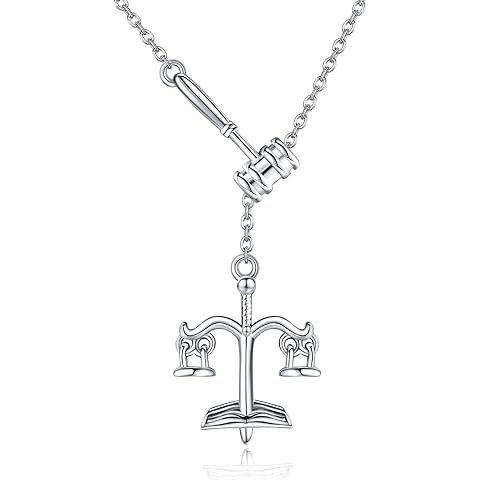 Lawyer Necklace 925 Sterling Silver Scales of Justice Y Necklace Lawyer Anniversary...