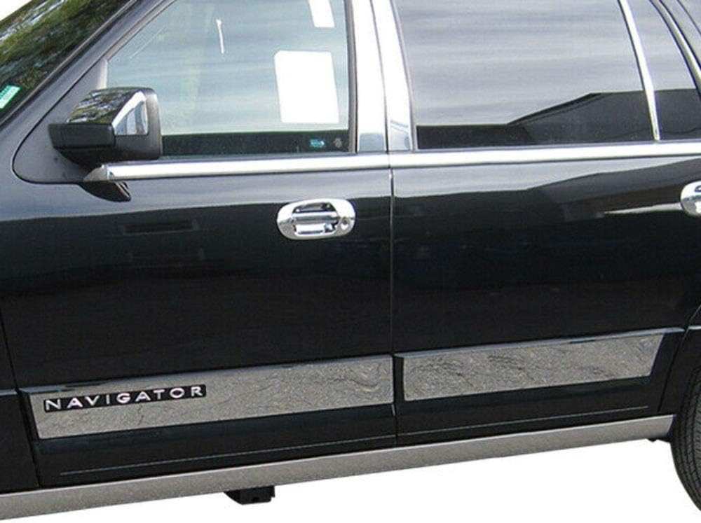 QAA is Compatible with 2015-2017 Lincoln Navigator 4 Piece Stainless Rocker Panel Trim, Upper Kit, 5" Width TH55659