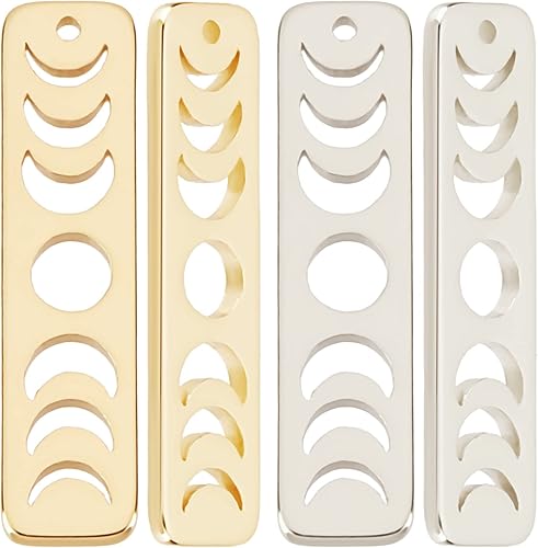 Beebeecraft 16 dijes de fase lunar de 2 colores chapados en oro de 18 quilates y platino con barra hueca de astronomía lunar para bricolaje y disponible en Yaxa Peru