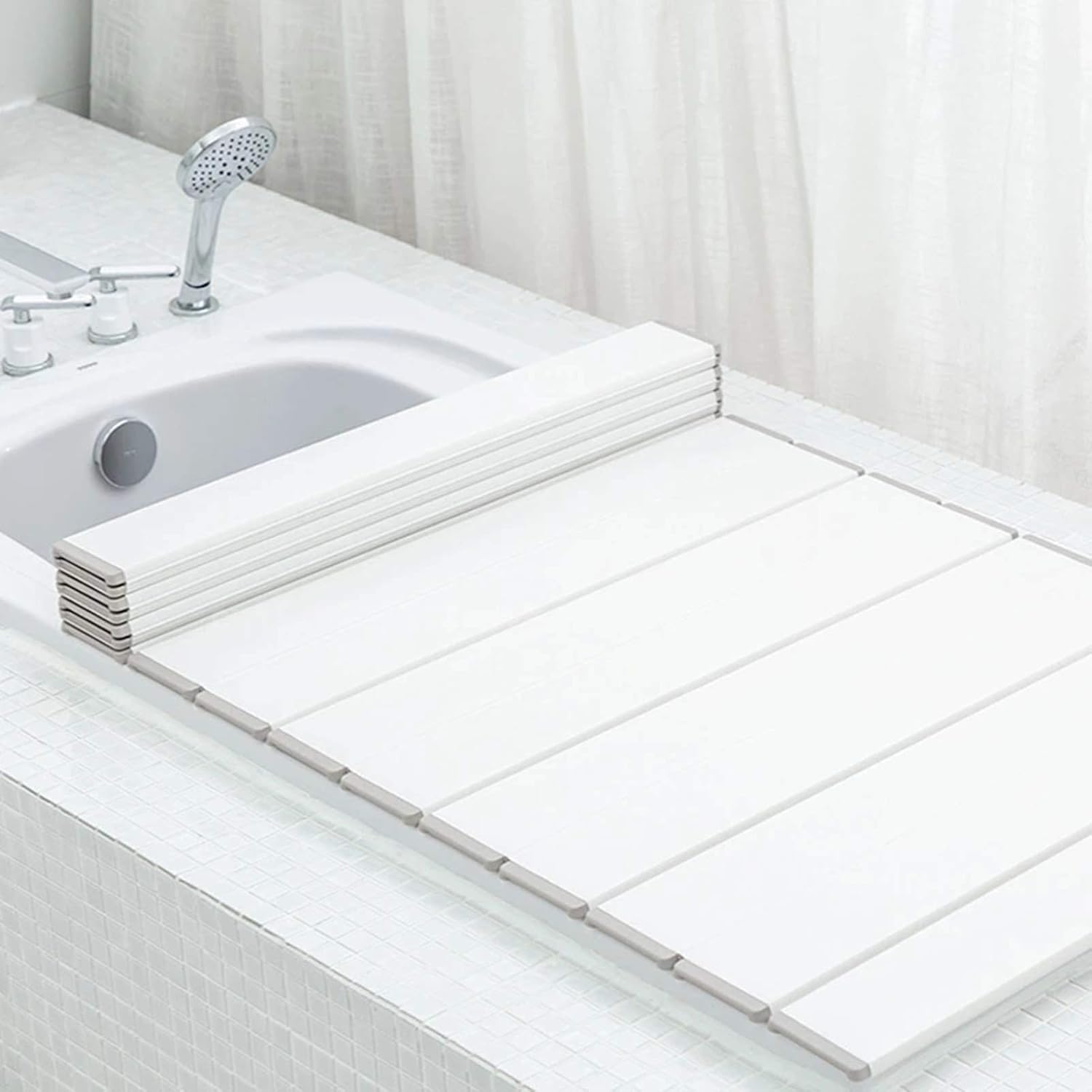 Bathtub Tray Bathtubs Insulation Board Folding Cover Polypropylene Bath Tub Lid for Place Mobile Phones Toiletries 6 Size Optional (Color : White Size : 75cmX120cm) (White 80cmX140cm)