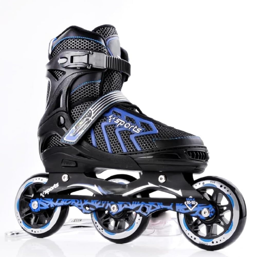 Cocina perfecta Inline Skates Size Adjustable All Pure PU Strong Wheels Aluminium with LED Flash Light on Wheels, Skating Boy Age Group 6-15 Years Big Size (3 Wheel Skating Blue)-image-15