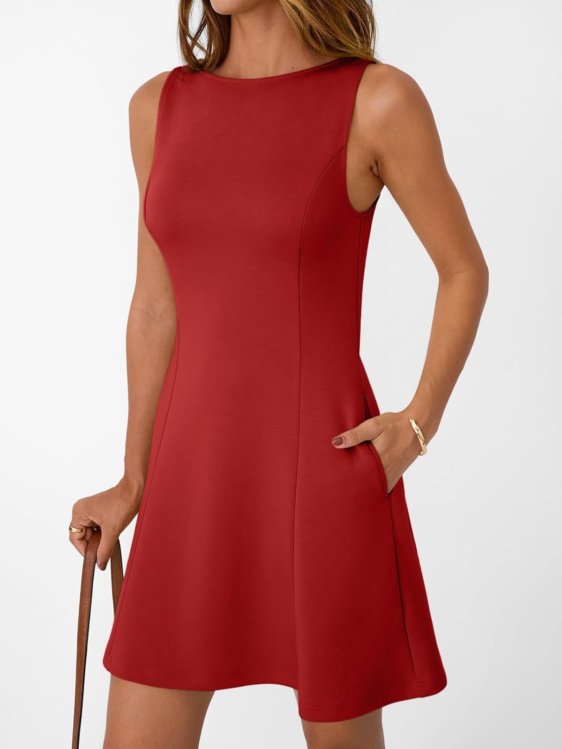 LILLUSORY Women's A-Line Boat Neck Flowy Mini Dress Summer 2026 Going Out Party Club Vacation Sleeveless Tank Dresses - Image 3