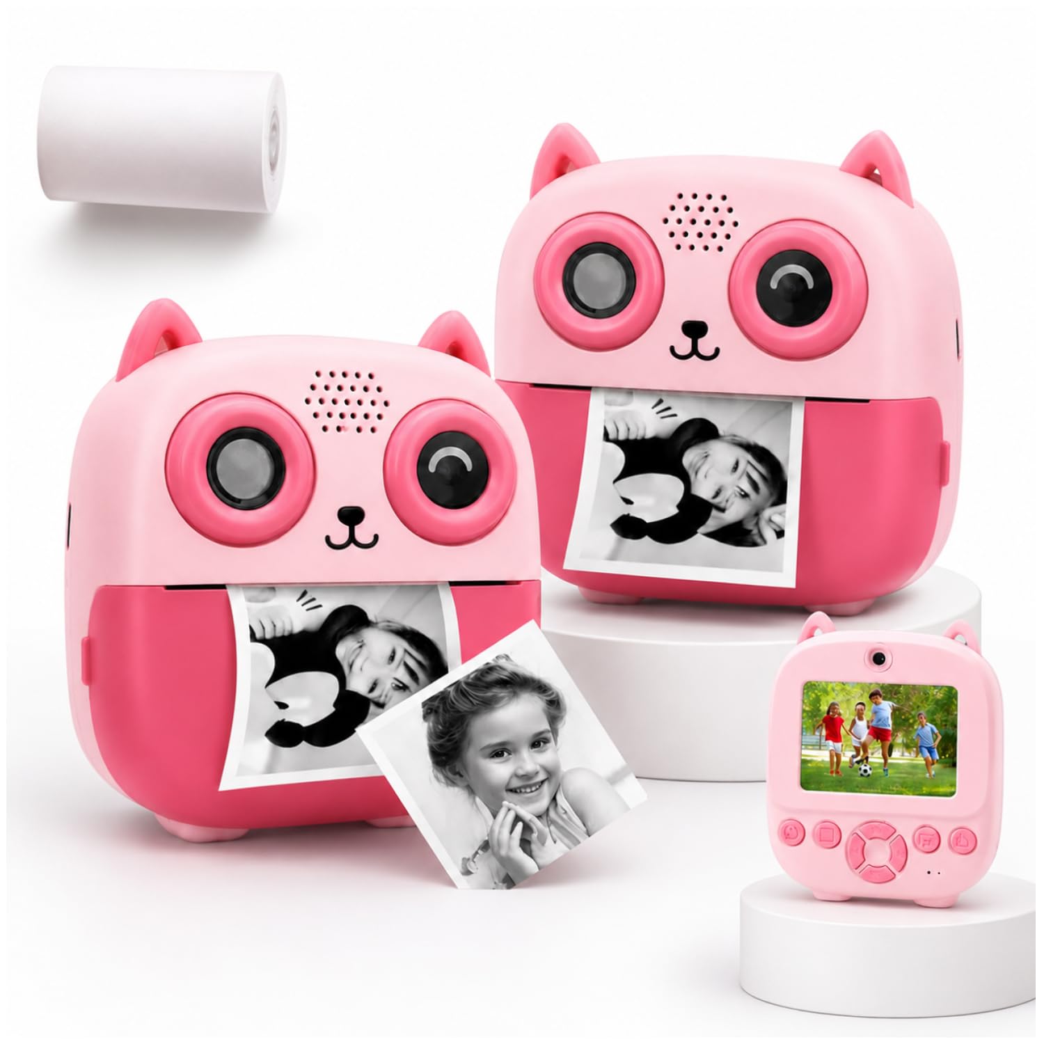 Kids Instant Print Camera – Mini Digital HD Photo & Video Camcorder with Games | Fun Learning Toy for Boys & Girls Ages 4-18 | Includes 2 Print Rolls – Ideal Gift for Kids (Pink Owl)