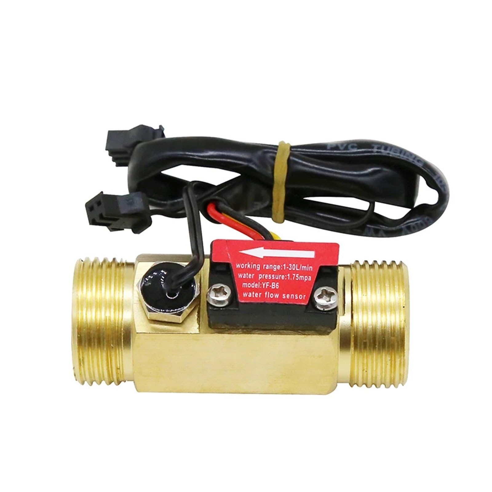Mthckxjbsuz Dn15 Flow Meter, 1/2" 3/4" Brasswater Flow Sensor 1.75Mpa Hall Turbine Flowmeter Dc5~18V Used To Measure The Of The Medium(Dn15)