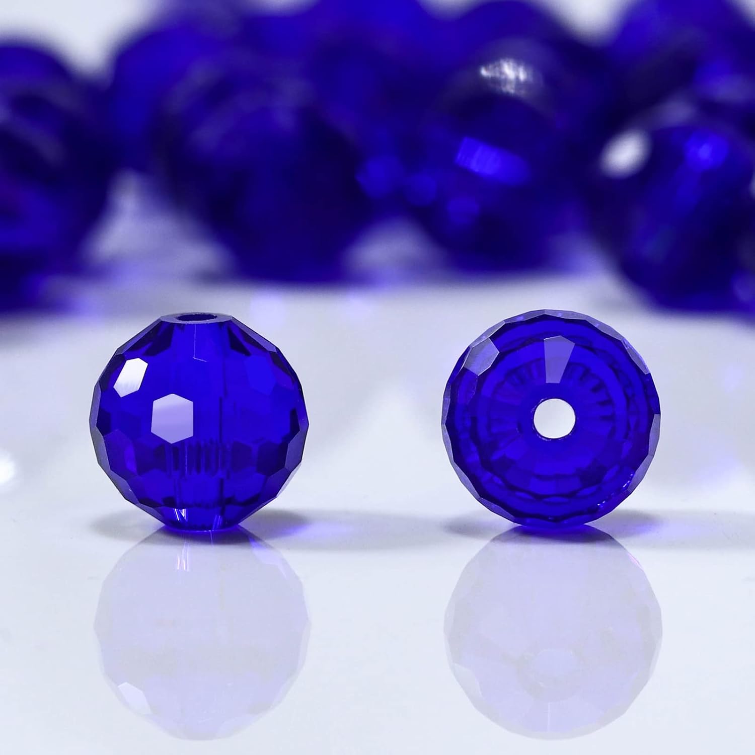 Dowarm 10MM Round Crystal Beads for Jewelry Making, Dark Blue Faceted Crystal Glass Beads for Crafts Bracelet Wind Chimes Suncatcher, #5003 Rondelle Spacer Beads, Loose Gemstones, 50PCS - Image 2