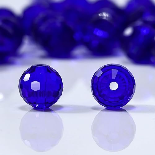 Miniatura 2 de Cuentas de cristal redondas de 0.394 pulgadas para la fabricación de joyas, cuentas de cristal facetadas azul oscuro para manualidades, pulseras,