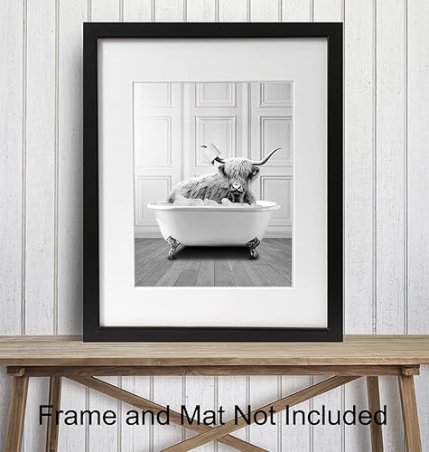 Miniatura 3 de Bathroom Wall Art & Decor - Highland Cow Country Bathroom Decor - Farmhouse Bathroom Pictures - Cute Bathroom Accessories - Funny Restroom Sign -