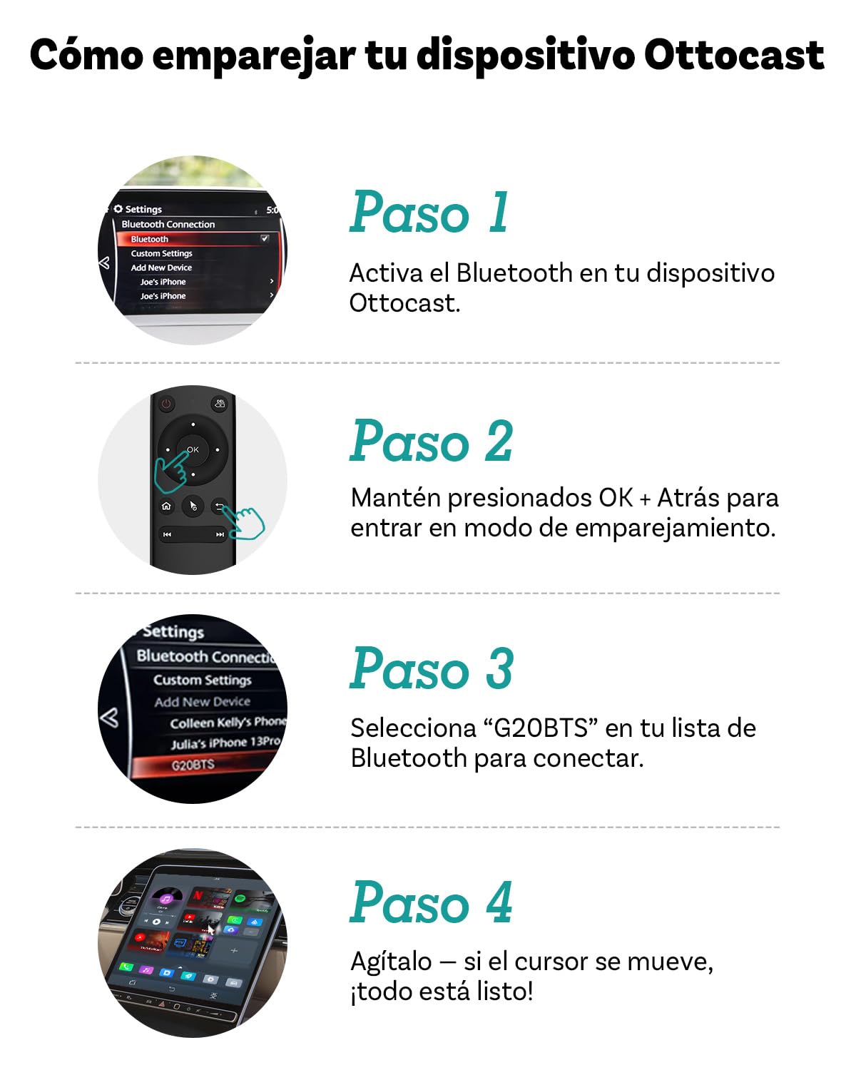 Ottocast Mando a distancia inalámbrico para CarPlay AI Box, Bluetooth Air Mouse Handheld Controller compatible con OttoAibox I3, P3, P3 Lite, Play2Video Pro, fácil de conectar y usar