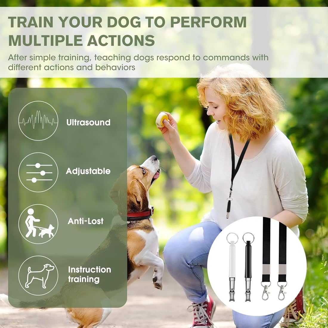 1 Set Fischietto Ultrasuoni Per Cani, Fischietto Per Cani, Ultrasuoni Per Cani, Fischietti Per Cani Con Cordino Regolabile Per Ii Richiamo E Ii Controllo Dell'Abbaio