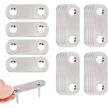 24pcs Straight Bracket with Screws, Heavy Duty Stainless Steel Flat Fixing Brace Plate Metal Connector Panel for Repair Wood Furniture Fixation DIY Projects Shelf Table Desk Cabinet, 16x45mm