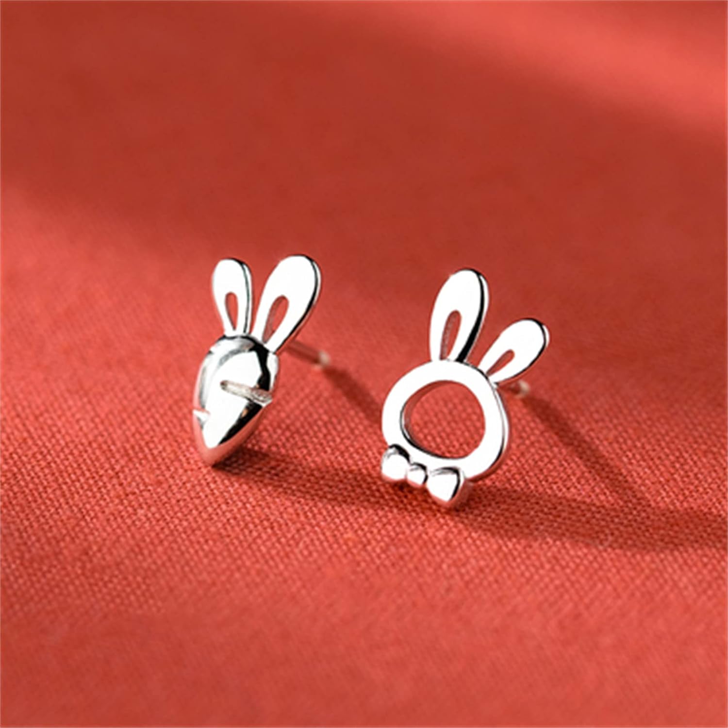 Dreuyet Easter Bunny Earrings Cute Animal Funny Rabbit Earrings 925 Sterling Silver Rabbit Carrot Stud Earrings for Women Hypoallergenic Jewelry - Image 6