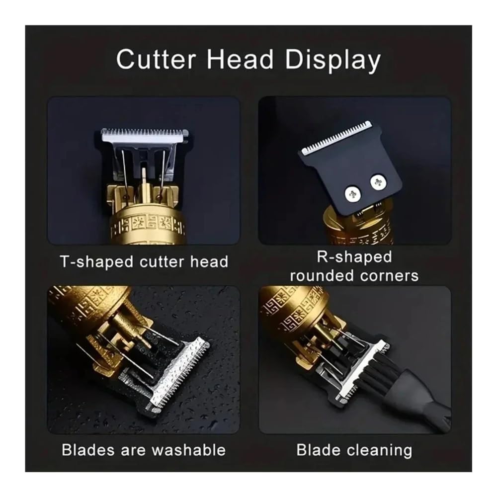Rasoio professionale per capelli, digitale, ricaricabile tramite USB, per uomo, taglio di capelli da barbiere, rasoio da uomo (Buddha nero)