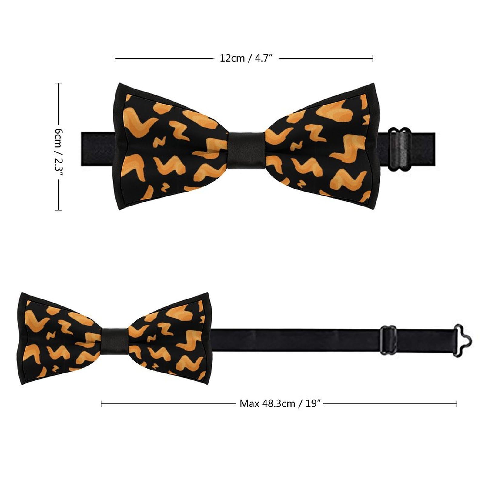 GoasNei Fried Chicken Legs Pattern Bow Tie for Men Adjustable Necktie Funny Tie Neck Ties for Weddings Party