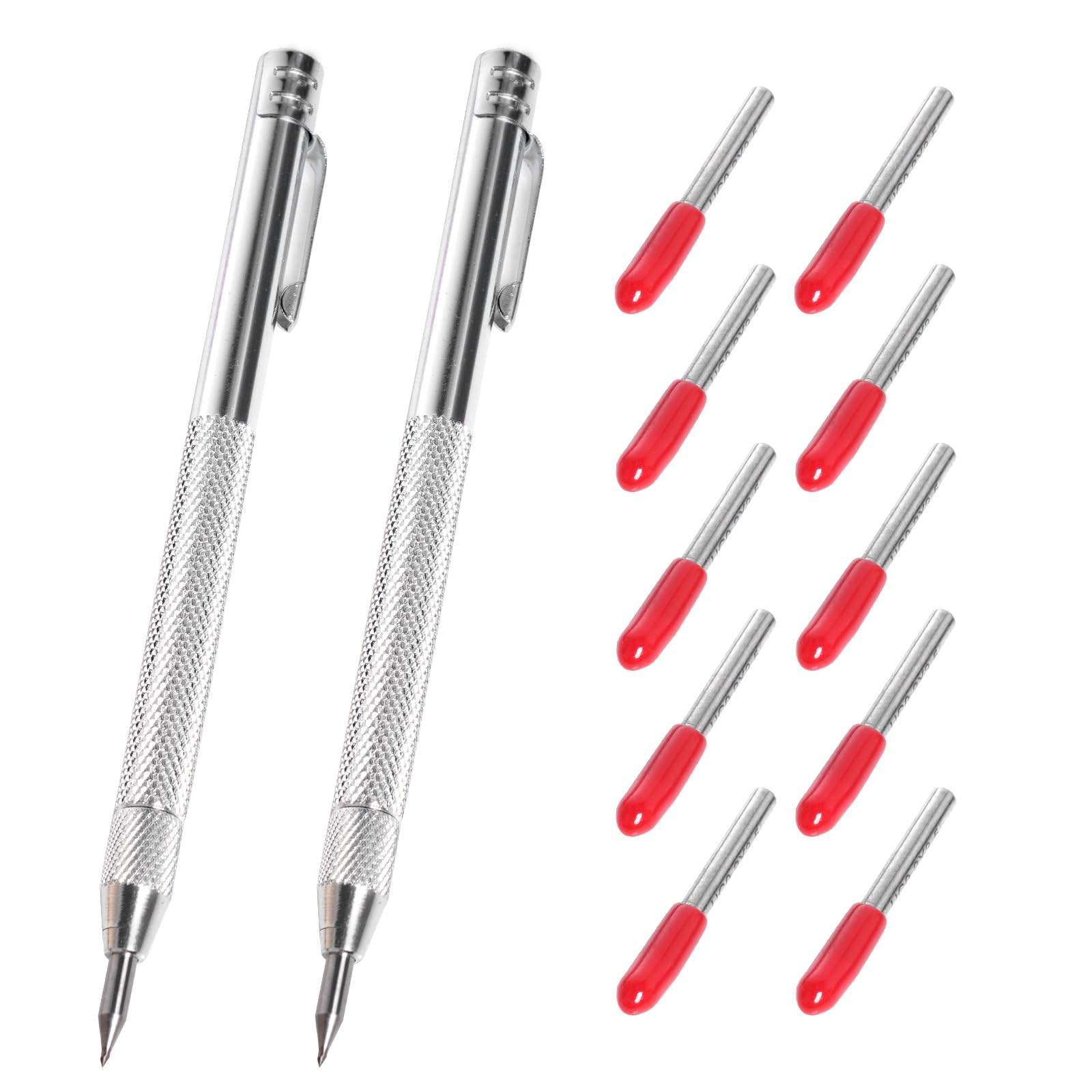 Lystaii 2Pcs Tungsten Carbide Scriber Metal Engraving Pen Scribe Tool Engraving Tool for Glass Ceramics Stone Metal Wood with Extra 10 Replacement Marking Tip