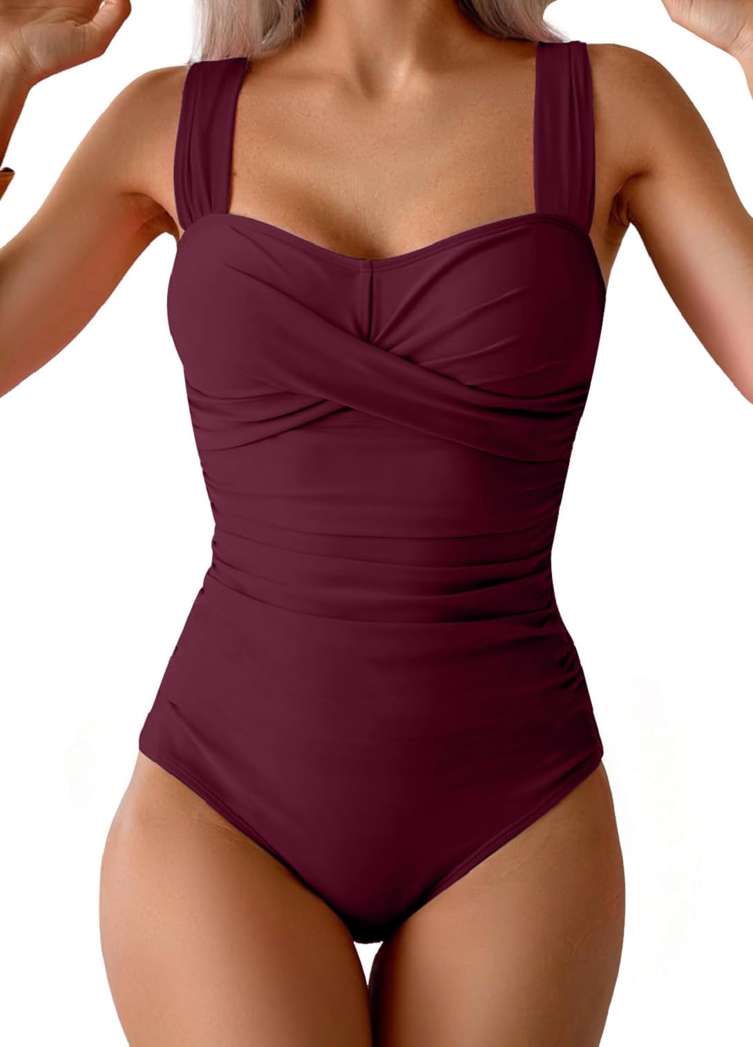 CheChury Costume Intero Donna Modellante Costumi Interi da Bagno Push Up Scollo a V Costume da Bagno Intero Donna Curvy Controllo della Pancia Monokini Costumi Piscina Beachwear Swimwear Sportivo - 1