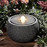 Water Fountain Outdoor Zen Garden Water Feature Outdoor Sphere Fountains for Patio, Deck, Yard, Porch, Home Decor,11.8' Lx11.8 Wx11 H