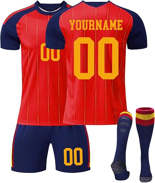 Camiseta de Fútbol Copa Mundial 2026 Personalizadas para Hombres y Niño, Copa Mundial equipación Fútbol DIY Nombre Número con Conjunto Top Pantalón Corto y Calcetines Regalo de Futbol - 1