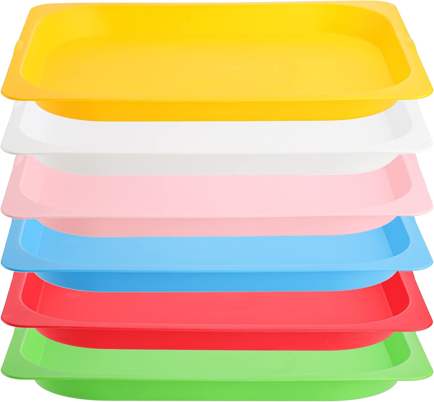 BEIWAS Set of 6 Plastic Activity Trays, 15 x 12 Colorful Art Trays Stackable Craft