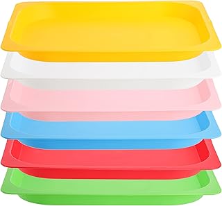 Set of 6 Plastic Activity Trays, 15 x 12 Colorful Art Trays Stackable Craft Trays, Arts and Crafts Organizer Trays Shallow Serving Platters for DIY Projects