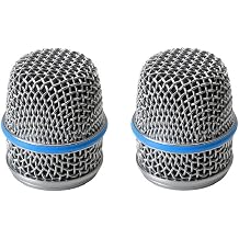 Replacement Beta57 RK320 Grille for Shure Beta 57A Supercardioid Dynamic Instrument Microphone, with Inner windscreen, Blue Ring, 2 Pack