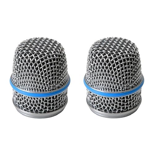 RK320 Replacement Grille for Shure BETA 57A Dynamic Instrument Microphone, with Insert Windscreen, Silver Color, 2 Pack