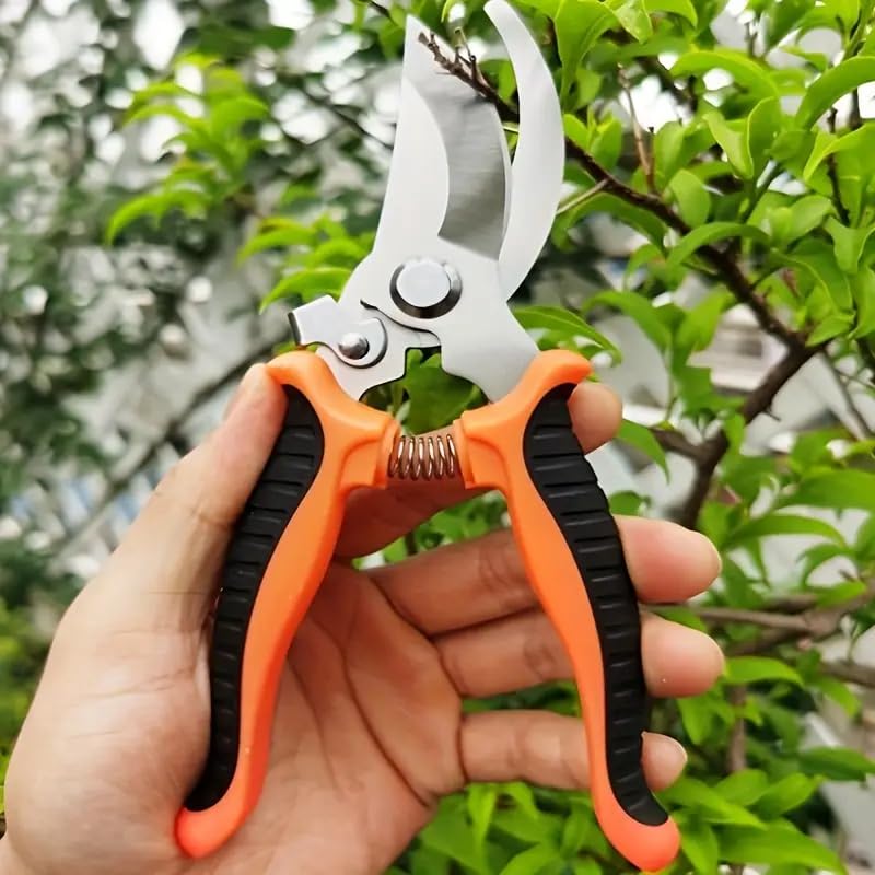 Tijeras de poda bypass para jardín naranja miniatura 6
