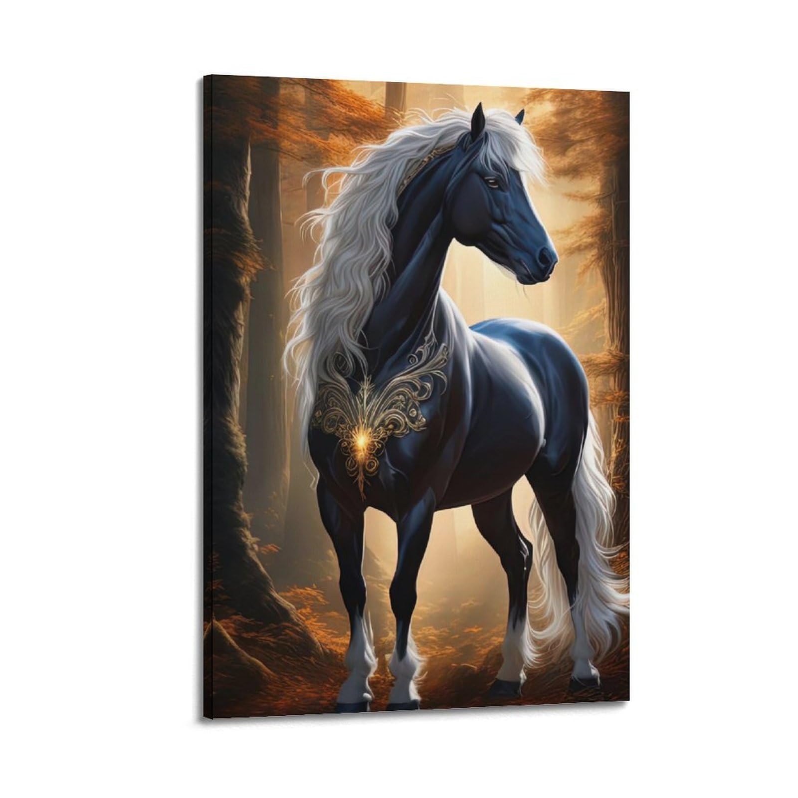JTLFXY Animal Poster Horses in The Woods Poster Decorative Painting Canvas Wall Posters And Art Picture Print Modern Family Bedroom Decor Posters 20x30inch(50x75cm)
