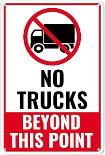 No Trucks Sign - 8x12 Aluminum No Trucks in Driveway Sign - No Truck Parking Signs - No Trucks Allowed Sign - Private Road No Truck Turnaround Sign (033)