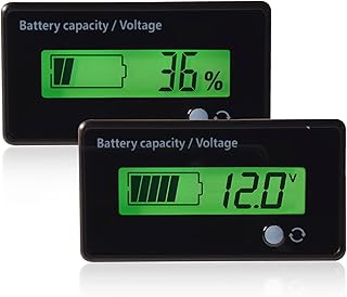 Voltage Meter, Green Backlit LCD Display Battery Capacity Voltage Meter Tester Voltmeter Monitor