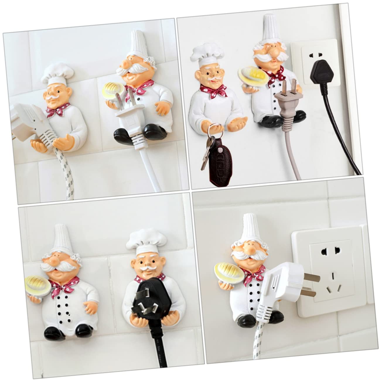 ARTIBETTER Chef Wall Hooks - 2-Pack Adhesive Power Plug Organizers For Kitchen Decor